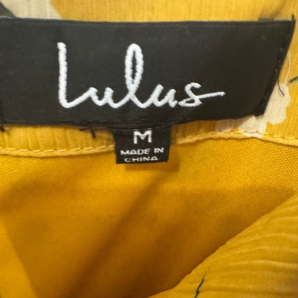 Lulu's Daisies Go By Mustard Yellow Floral Midi Dress Size Medium - Picture 4 of 5